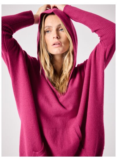 Pull poncho capuche cachemire Alix FLEUR