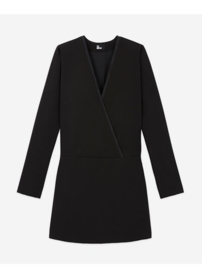 Robe Courte Croisée Noire Femme