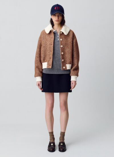Claudie pierlot Manteau court col fausse fourrure