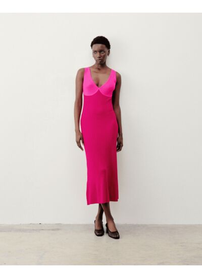Robe Longue Bretelle Bicolore