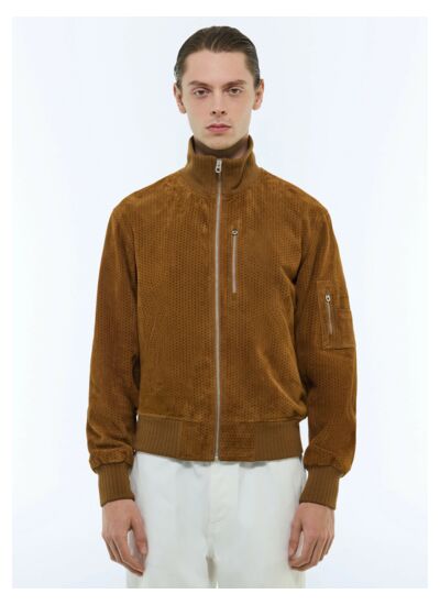 Blouson style Teddy en daim