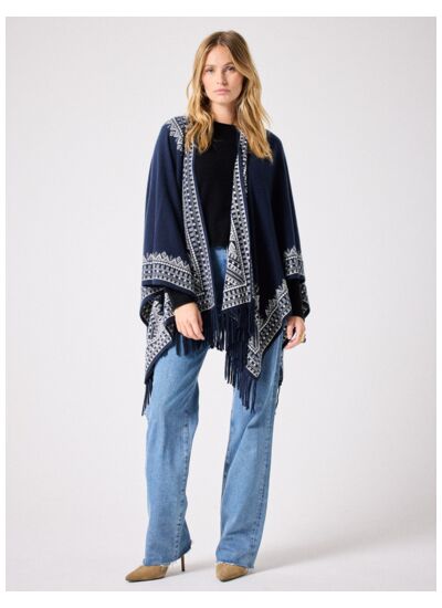 Cape cachemire Tima MARINE/ECRU