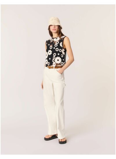 Top en crochet floral