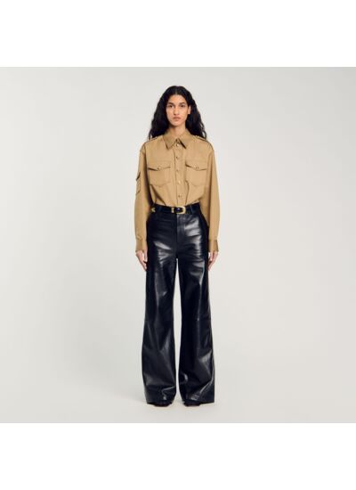 Pantalon évasé en cuir