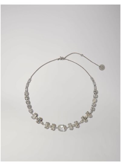 Collier chocker argenté à strass