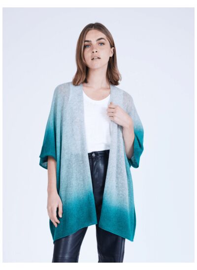 Cape dégradée en cachemire Molly ACIER / EMERAUDE