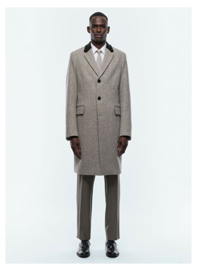 Manteau en drap de laine à chevrons