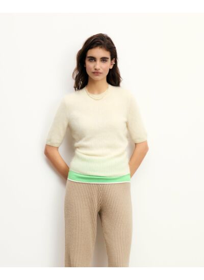 Top Manches Courtes Cachemire Brossé