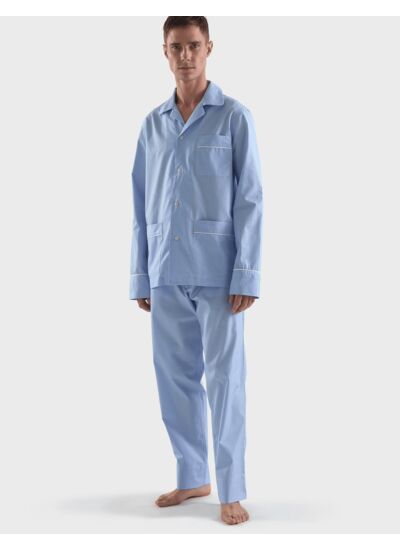 Pyjama Louis en popeline rayée bleue