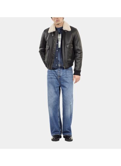 Peau Lainée Courte Noire Homme