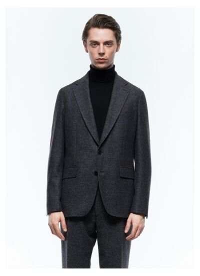 Veste droite en laine mouchetée
