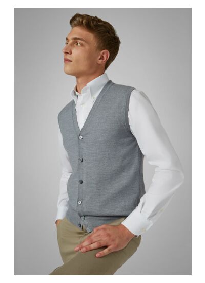 Gilet Gris En Laine Mérinos