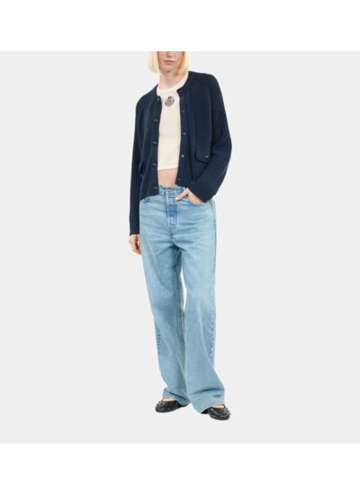 Cardigan En Laine Bleu Marine Femme