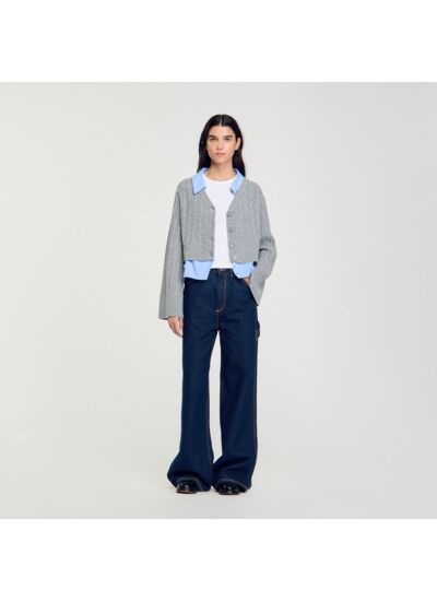 Cardigan à col chemise amovible