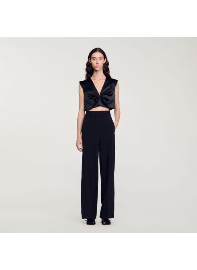 Pantalon large à bande latérale satinée