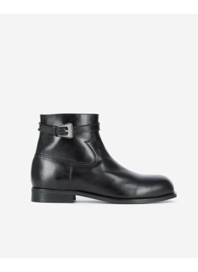 Bottines Avec Boucle En Cuir Noir