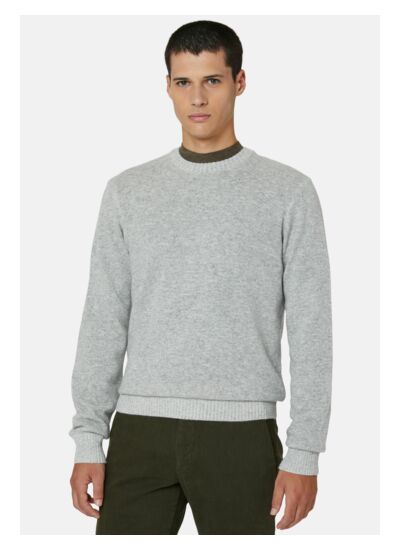 Pull Gris À Col Rond En Cachemire Mélangé
