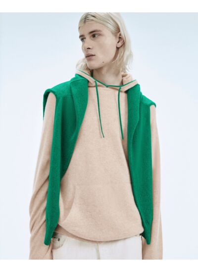 Pull Hoodie à Poche et Liserets Contrastes