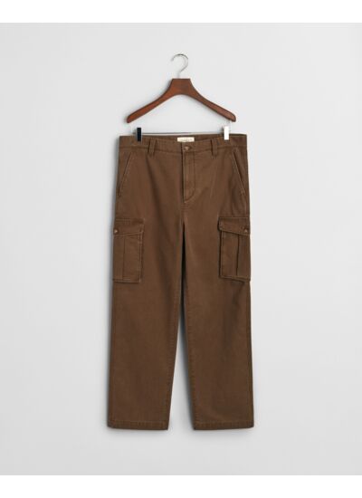 Pantalon cargo regular fit en sergé de coton