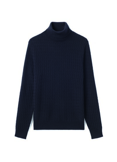 Pull col roulé jeu de chevrons - Homme - NOIR