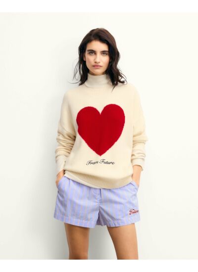 Pull Col Rond Cœur Broderie Future