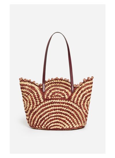 Panier Bicolore En Raphia En 100% Laine Mérinos