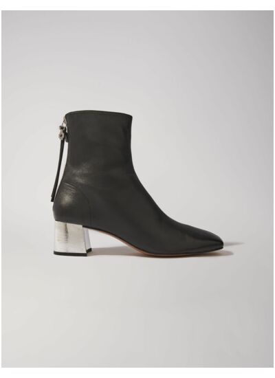 Bottines en cuir à bout carré