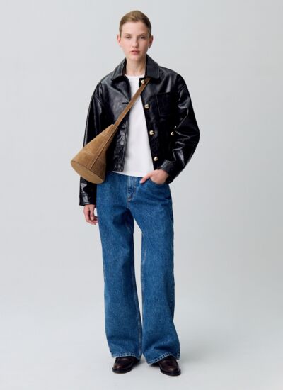 Claudie pierlot Blouson cuir vernis vieilli