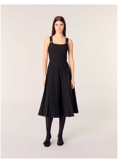 Robe midi en maille plissée