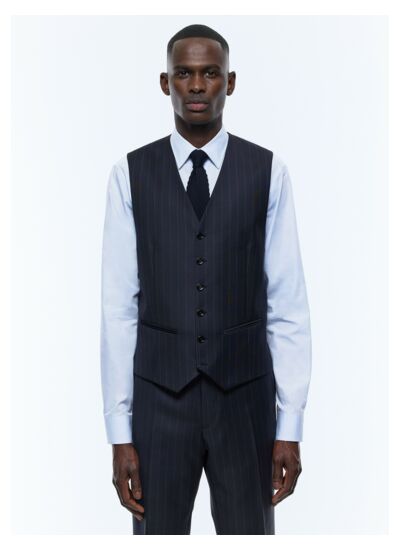 Gilet de costume en laine à rayures