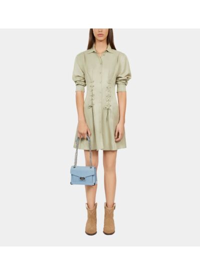 Robe Courte Vert Clair Avec Laçage Femme