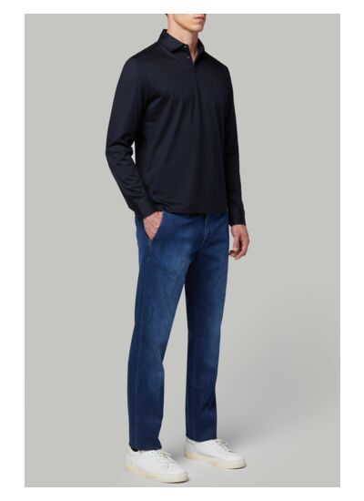 Polo En Jersey De Coton Pima Regular Fit Manches Longues