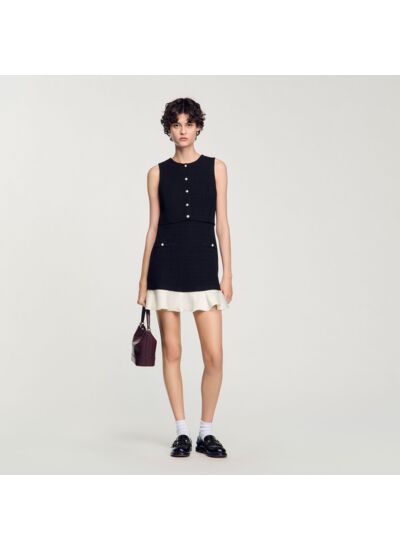 Robe courte en tweed bicolore