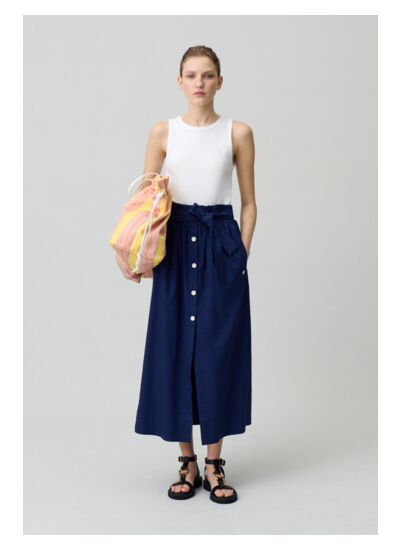 Jupe mi-longue à boutons