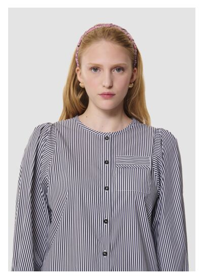 Chemise Candeur-grise à rayures en popeline
