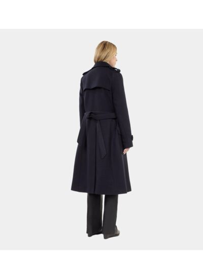 Manteau Long Style Trench Bleu Marine Femme