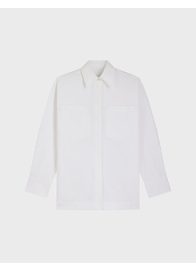 Chemise oversize faith avec poches en oxford gratté uni blanc