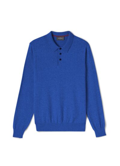 Polo manches longues - Homme - BLEU APNEE