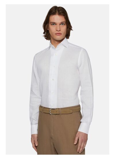 Chemise Blanche En Lin Coupe Droite