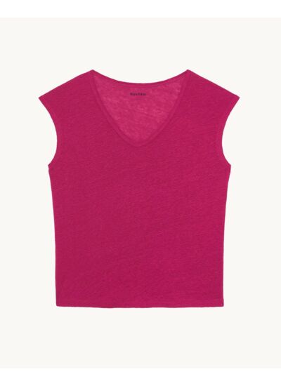 T-Shirt Karol T-Shirt Col V Sans Manches Lin
