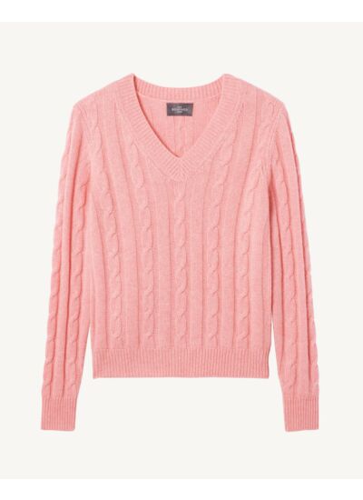 Pull col V à torsades - Femme - ROSE RETRO