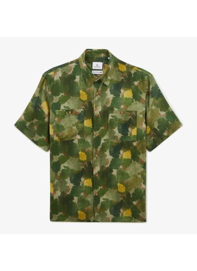 Chemise manches courtes San verte imprimé camouflage