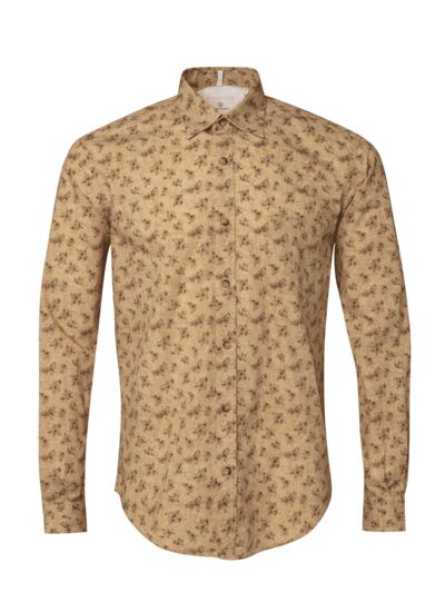 Chemise homme imprimée fleurs vintage jaune coupe ajustée