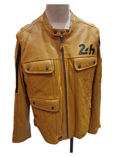 Blouson cuir 24 H Le Mans Lagache4 jaune