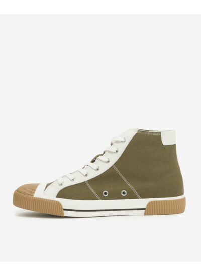 Baskets Montantes En Canvas Avec Empiecements Cuir