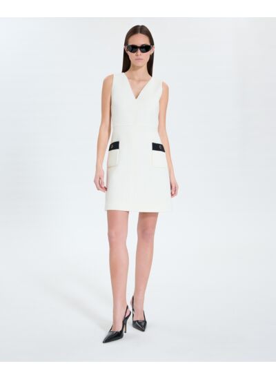 Robe courte en tweed écrue