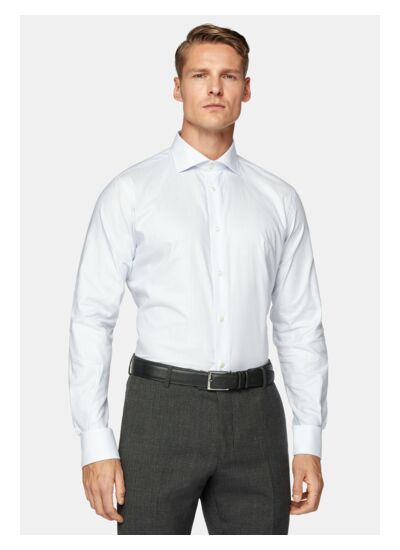 Chemise Rayée En Coton Dobby Regular Fit