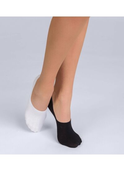 Lot de 2 protège-pieds coton noir et blanc Femme Basic Coton
