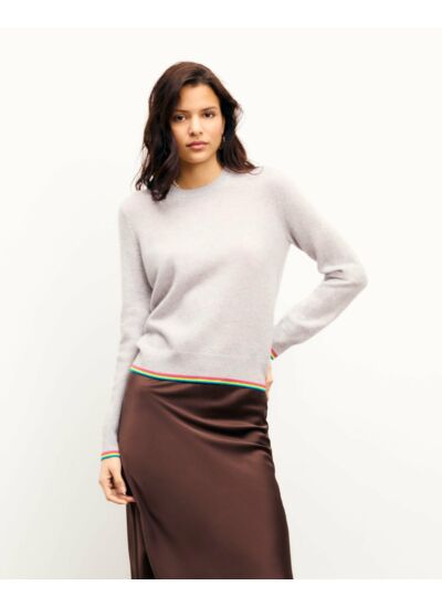 Pull Col Rond Bas Bandes Multicolores