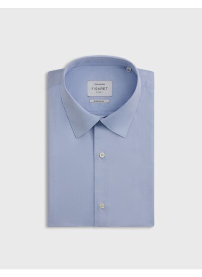 Chemise col figaret en chevron uni bleu